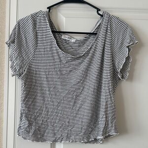 Carly Jean Los Angeles Striped Black and White Crop Top